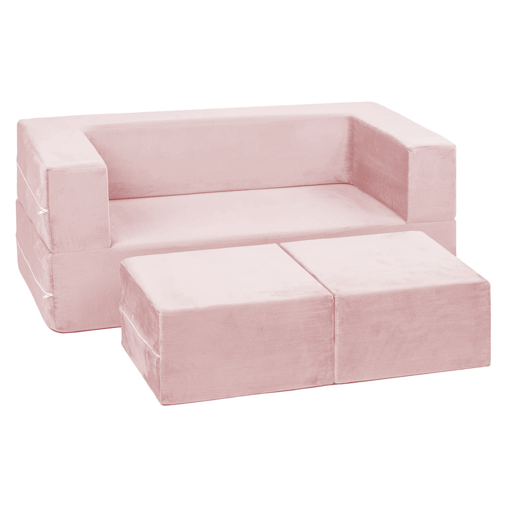 Kids and Toddlers Modular Foam Couch Flip Out Lounger Lounger with 2 Ottomans, Soft Bedroom and Playroom Furniture for Toddlers, Convertible Sofa to Floor Cushion for Boys and Girls