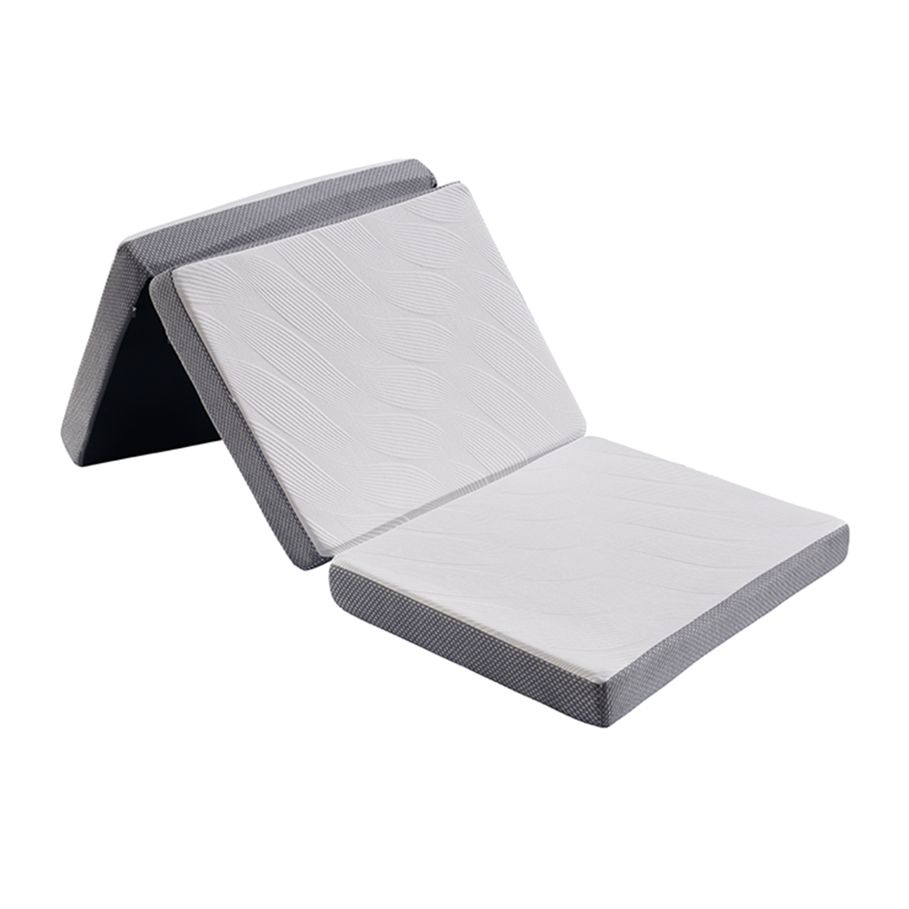 4 Inch Folding Foam Mattress, Portable Tri Fold Floor Mattress Topper with Removable Cover, Breathable Sleeping Pad for Tent, Camper, RV Travel, Guest