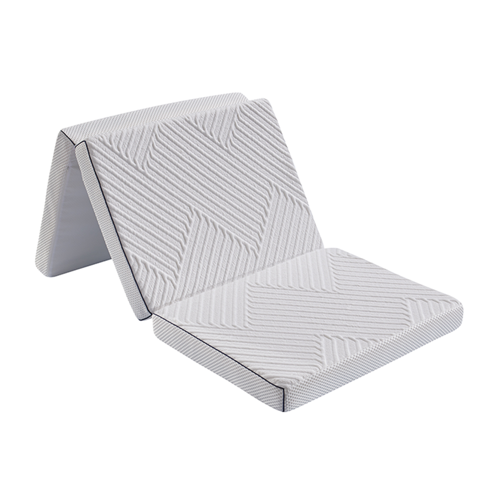 Portable Tri Folding Mattress, Memory Foam Foldable Mattress Topper with Washable Cover, Easy Storage Trifold Sofa Bed, Play Mat and Cot Mattress Pad for Travel, Van, Guest
